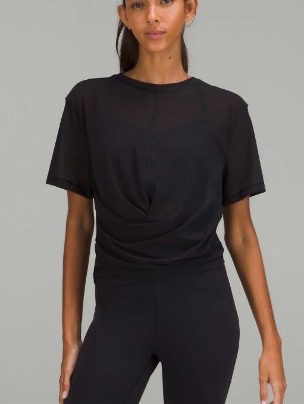 Lululemon Lightweight Sheer Mesh Reversible Yoga T-Shirt Black Size 6 Small